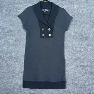 Vintage Free‎ People Small Blue Black Shawl Collar Button School Girl Y2K Dress
